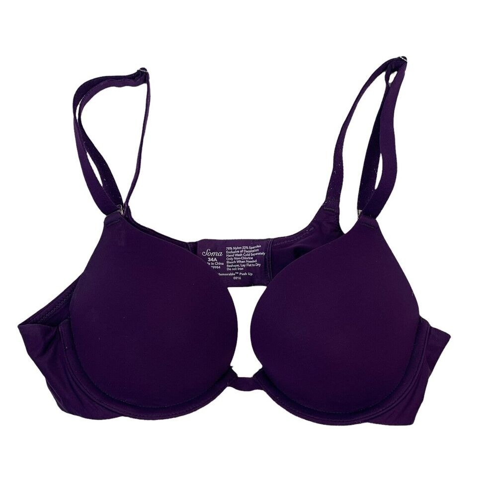 Soma Size 34A‎ Bra Memorable Push Up Underwired Purple Adjustable Straps Women's